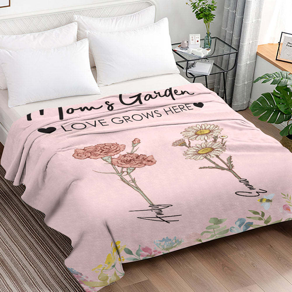 Custom Birthday Flower Blanket Personalized Name Blanket Unique Gift - Get Photo Blanket