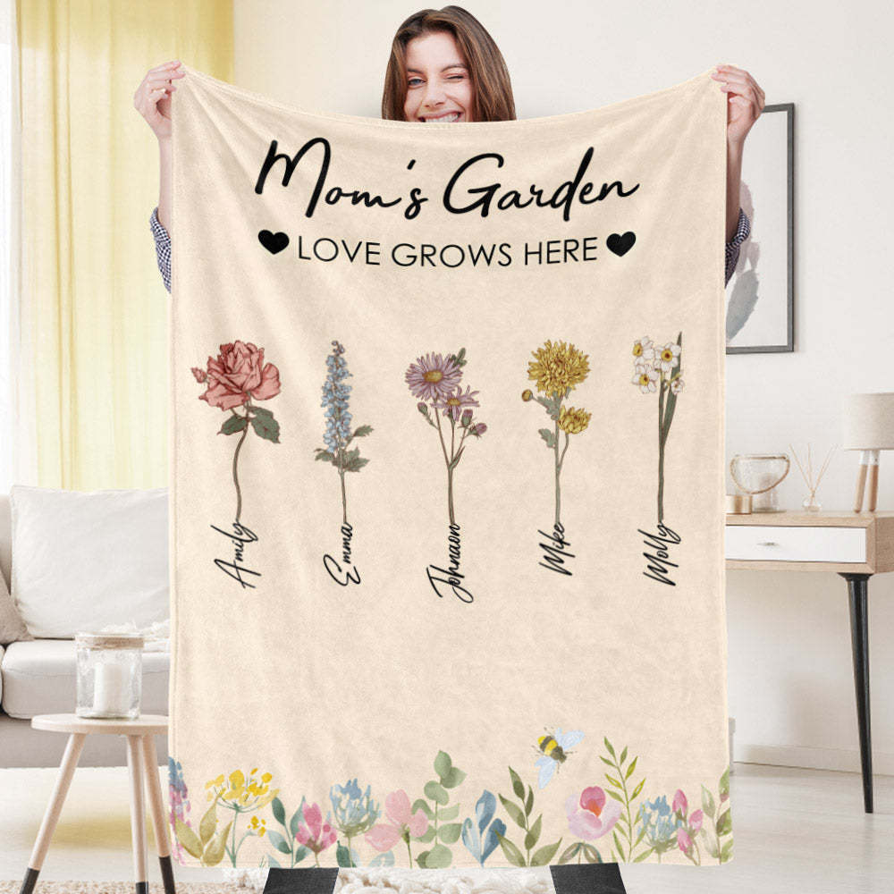 Custom Birthday Flower Blanket Personalized Name Blanket Unique Gift - Get Photo Blanket