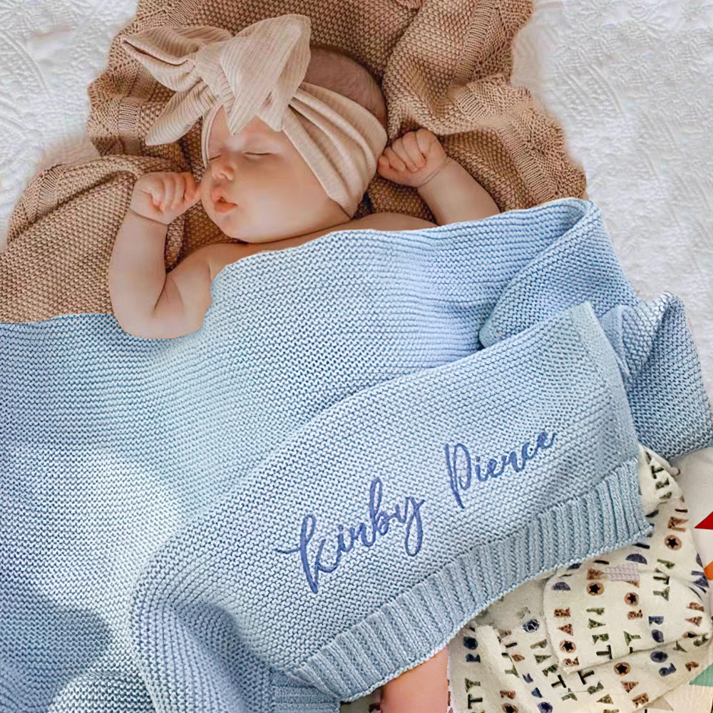 Custom Baby Blanket Embroidered Name Stroller Blanket for Newborn Baby Gift - Get Photo Blanket