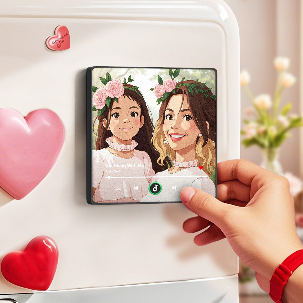 Custom Gibli-style Music Fridge Magnet and Photo with Colorful Frame Music Wall Photo Sticker Music Movement That Can Be Played