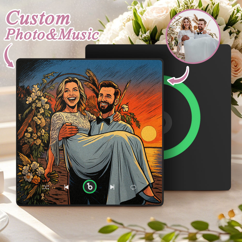 Custom Music Fridge Magnet Personalized Photo Various Cartoon Style Song Magnet That Can Play Songs Wedding Gifts Anniversary Gifts for Couple