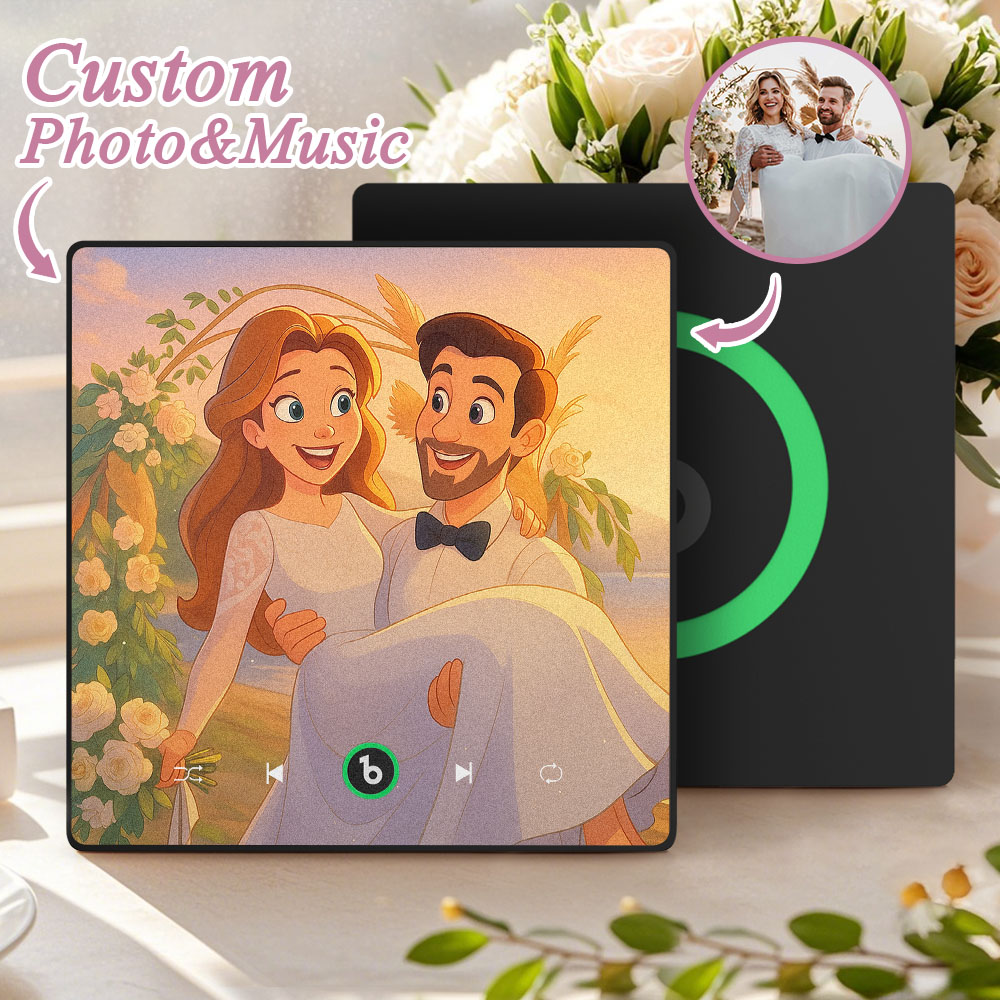 Custom Music Fridge Magnet Personalized Photo Various Cartoon Style Song Magnet That Can Play Songs Wedding Gifts Anniversary Gifts for Couple