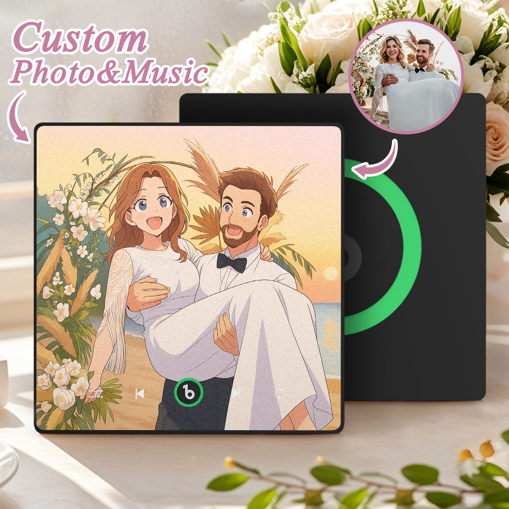 Custom Music Fridge Magnet Personalized Photo Various Cartoon Style Song Magnet That Can Play Songs Wedding Gifts Anniversary Gifts for Couple