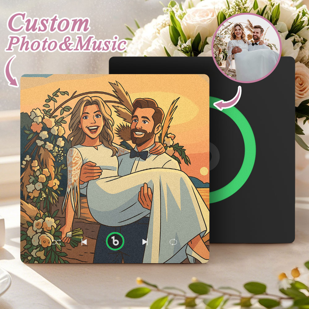 Custom Music Fridge Magnet Personalized Photo Various Cartoon Style Song Magnet That Can Play Songs Wedding Gifts Anniversary Gifts for Couple