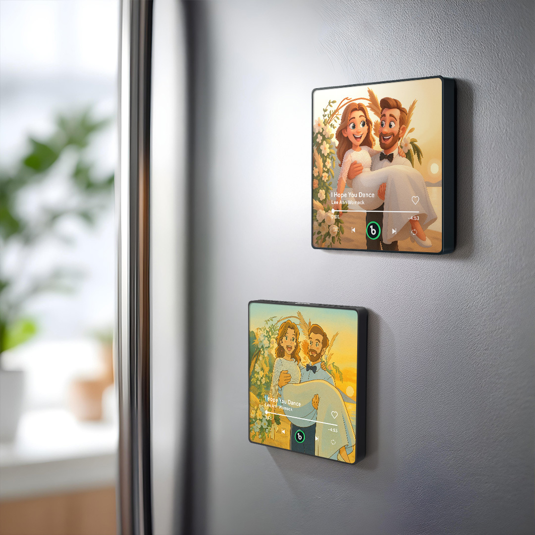 Custom Music Fridge Magnet Personalized Photo Various Cartoon Style Song Magnet That Can Play Songs Wedding Gifts Anniversary Gifts for Couple