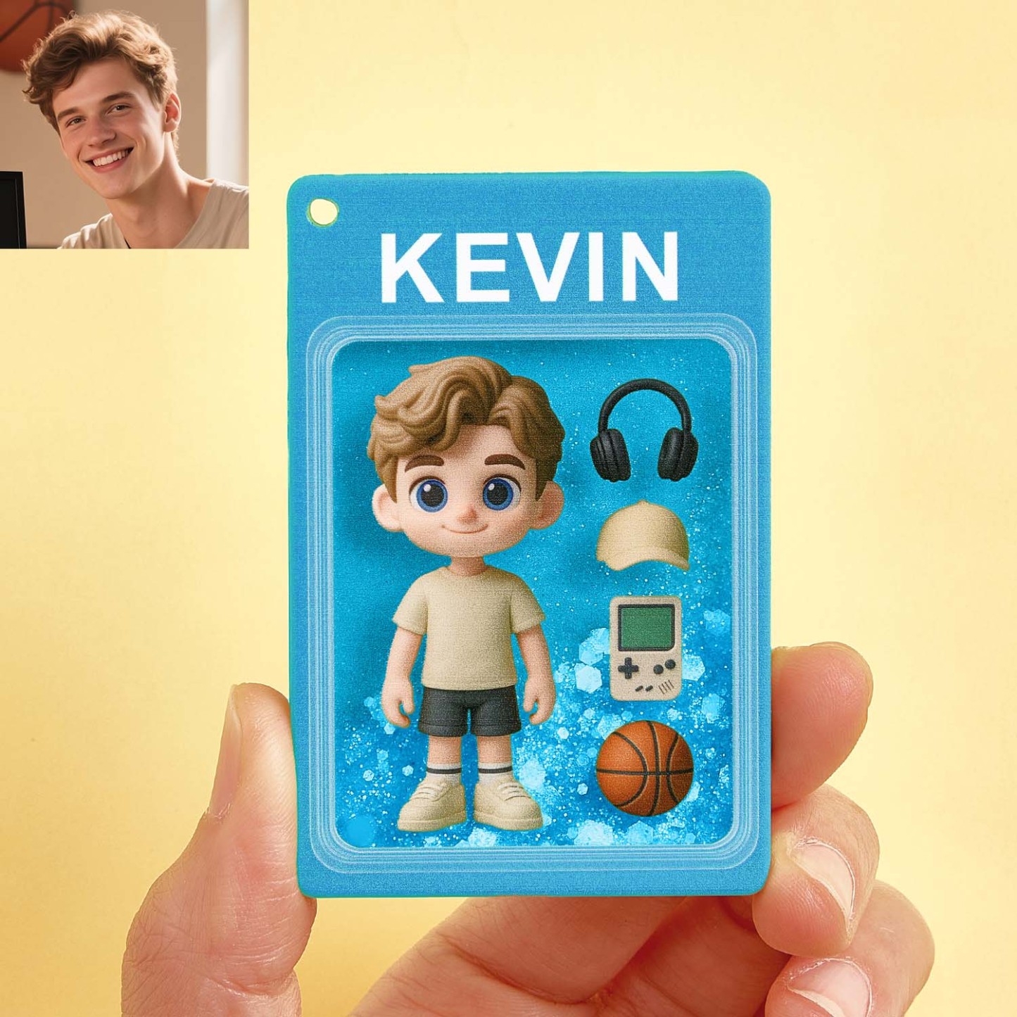 Custom Cartoon Photo Glitter Quicksand Acrylic Fridge Magnet Gift - aiprintlab