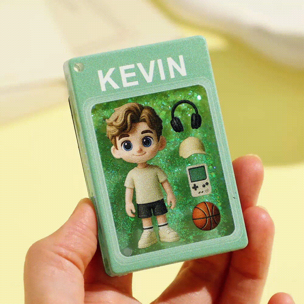 Custom Cartoon Photo Glitter Quicksand Acrylic Fridge Magnet Gift - aiprintlab