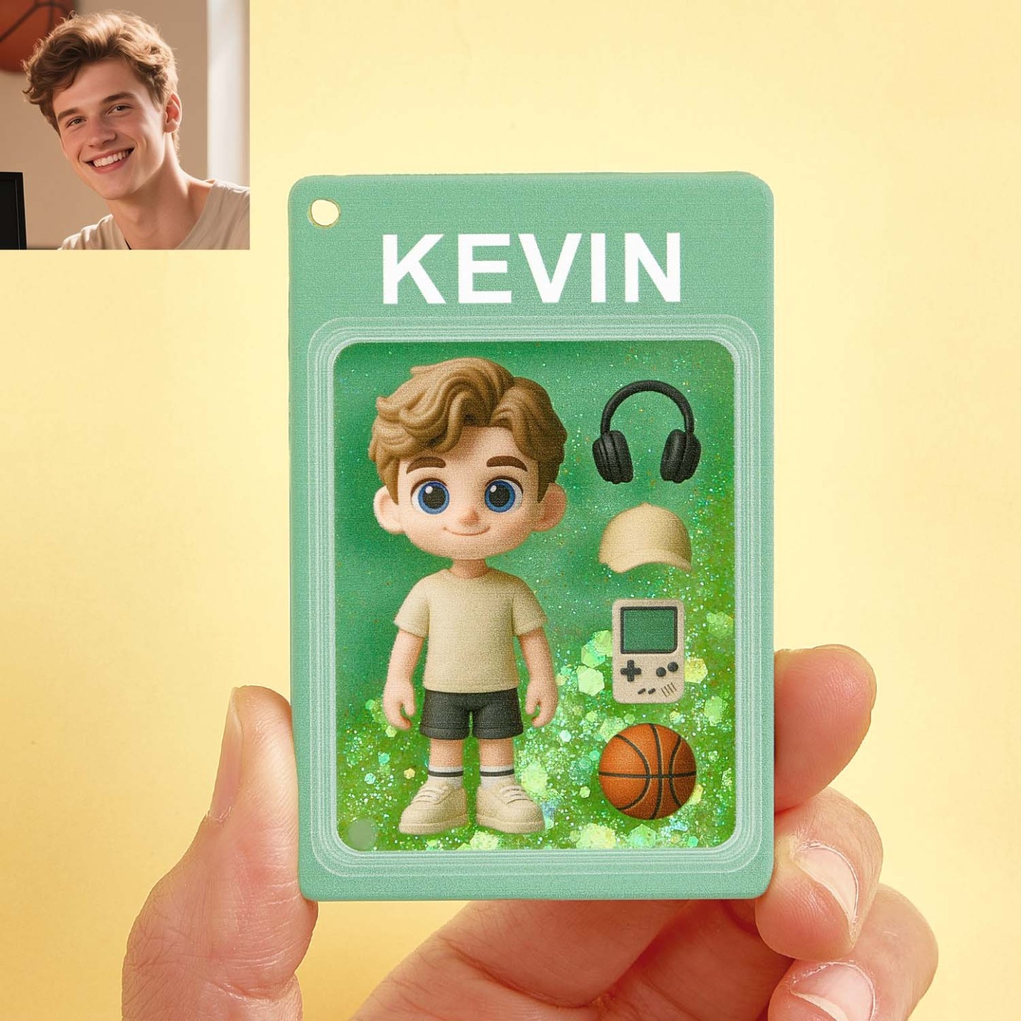 Custom Cartoon Photo Glitter Quicksand Acrylic Fridge Magnet Gift - aiprintlab