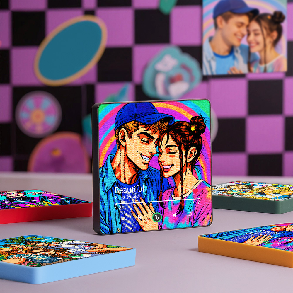 Custom Anime-style Music Fridge Magnet and Photo with Colorful Frame Music Wall Photo Sticker Music Movement That Can Be Played