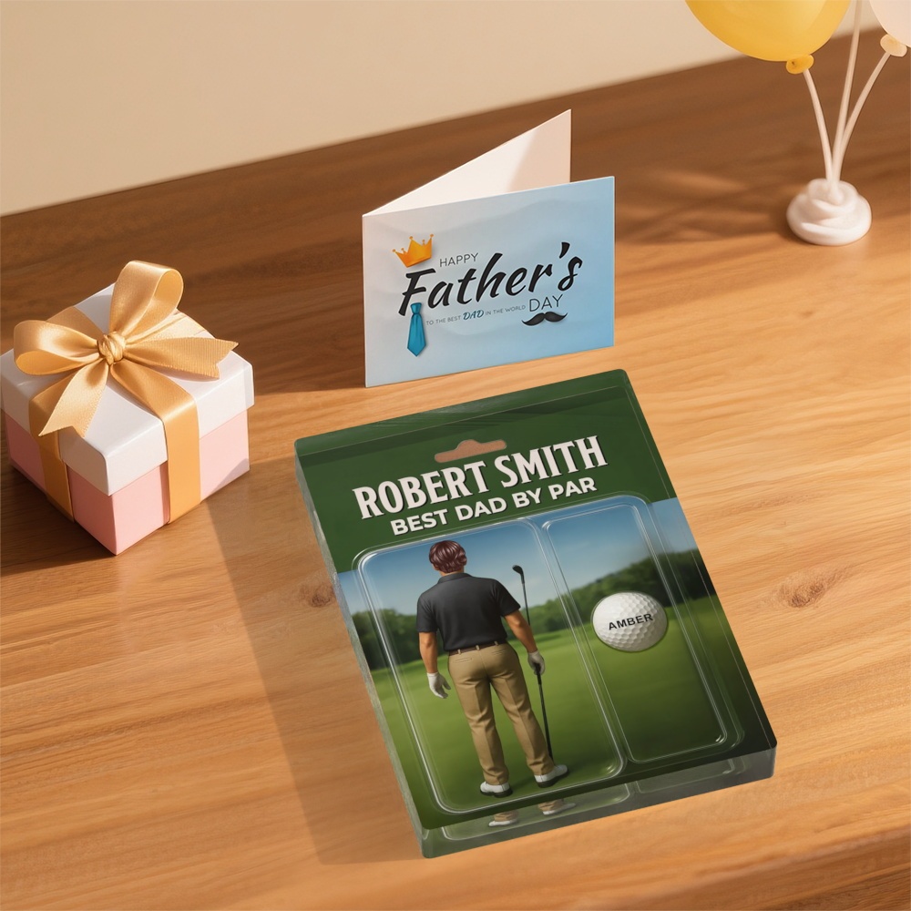 Personalized Acrylic Block Plaque “Best Dad by Par” Golf-Themed Gift with Custom Kids’ Names Perfect Father’s Day Gift for Golf-Loving Dads