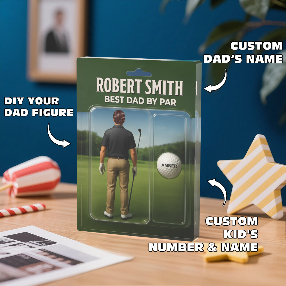 Personalized Acrylic Block Plaque “Best Dad by Par” Golf-Themed Gift with Custom Kids’ Names Perfect Father’s Day Gift for Golf-Loving Dads
