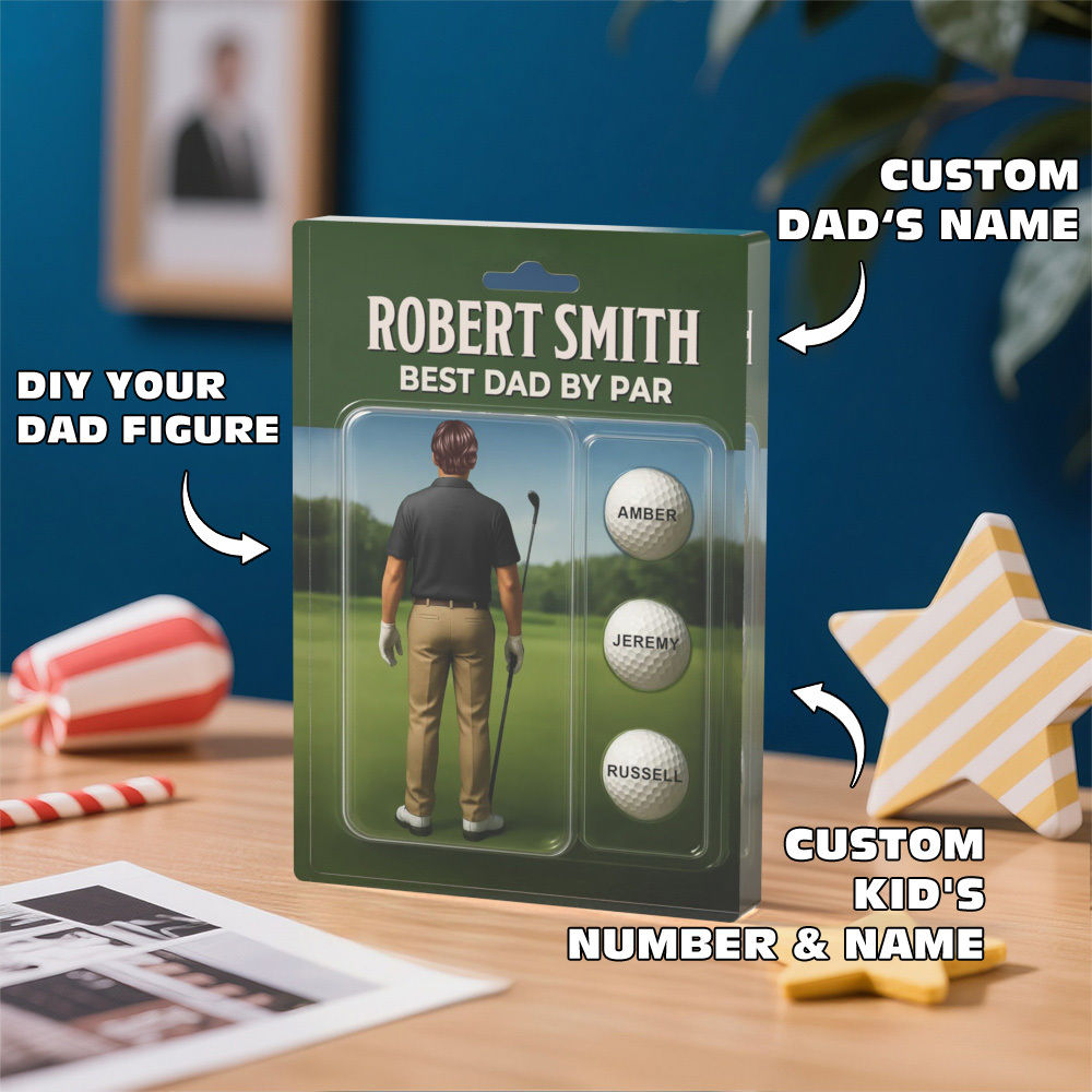 Personalized Acrylic Block Plaque “Best Dad by Par” Golf-Themed Gift with Custom Kids’ Names Perfect Father’s Day Gift for Golf-Loving Dads