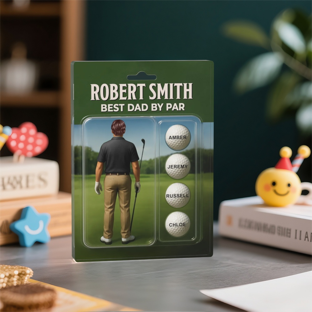 Personalized Acrylic Block Plaque “Best Dad by Par” Golf-Themed Gift with Custom Kids’ Names Perfect Father’s Day Gift for Golf-Loving Dads