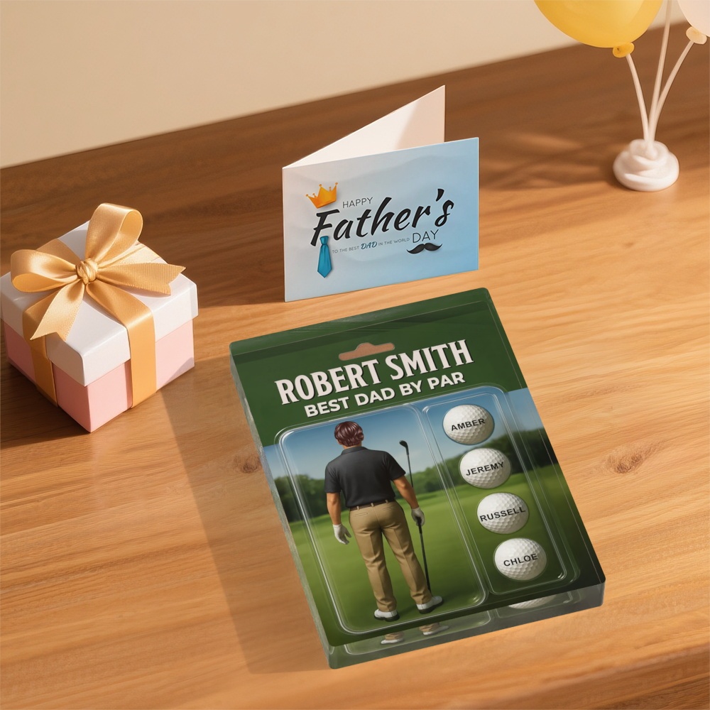 Personalized Acrylic Block Plaque “Best Dad by Par” Golf-Themed Gift with Custom Kids’ Names Perfect Father’s Day Gift for Golf-Loving Dads