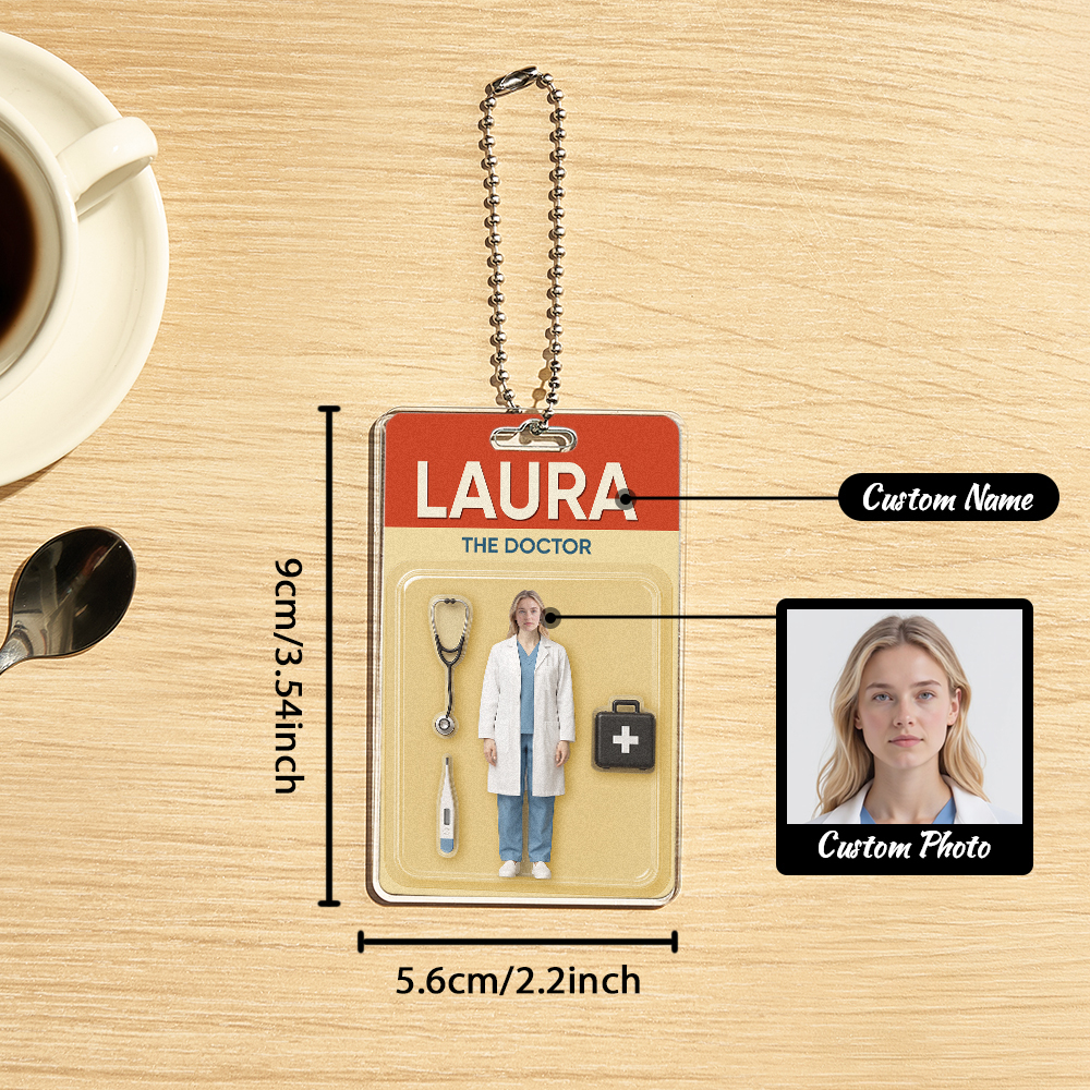 Turn Your Photo into an Action Figure Custom 2D Hanging Ornaments Toy Box Portrait Custom Text Name Funny Gift for Him Her