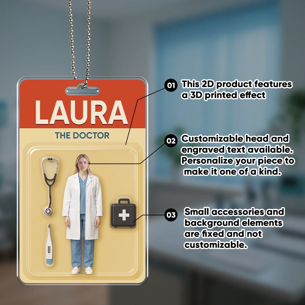 Turn Your Photo into an Action Figure Custom 2D Hanging Ornaments Toy Box Portrait Custom Text Name Funny Gift for Him Her