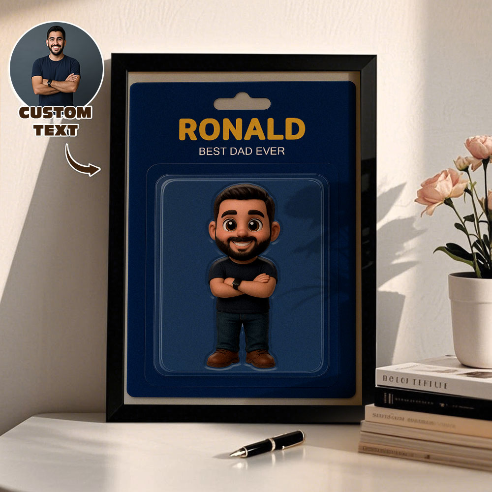 Custom Action Figure Portrait Frame Personalized Toy Box Art 2D Custom Photo Frame Decoration Gift for Dad