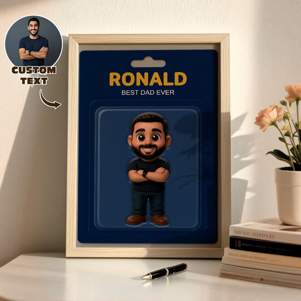 Father Custom Activity Character Portrait Personalized Toy Box Art 2D Custom Photo Frame Decoration Gift for Dad