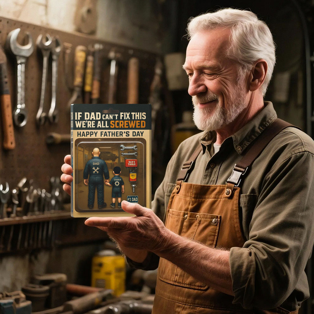 If Dad Can't Fix This We're All Screwed Mechanic Handy Man – Custom Figure Personalized Acrylic Block Plaque, Father's Day Gift for Dad or Husband