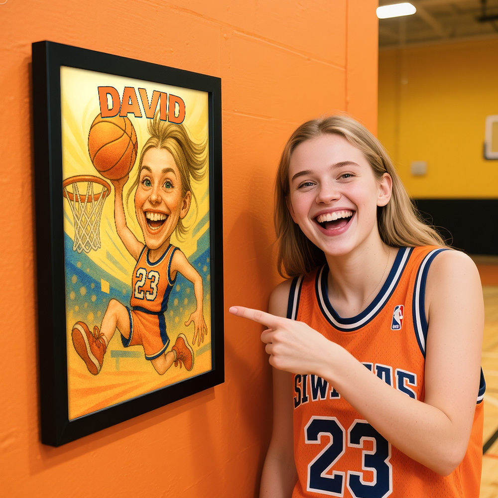 Custom Funny Basketball Caricature Portrait from Photo - Hand-Drawn Style Art Gift for Hoopers and Sports Fans