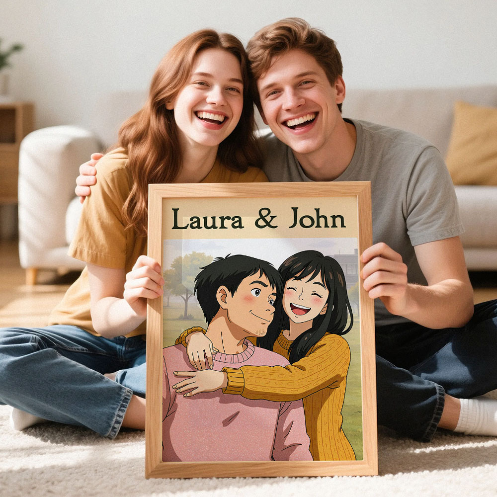 Personalized anime poster Studio ghibli poster Custom wall art gift Custom painting from photo