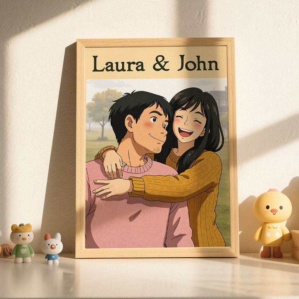 Personalized anime poster Studio ghibli poster Custom wall art gift Custom painting from photo