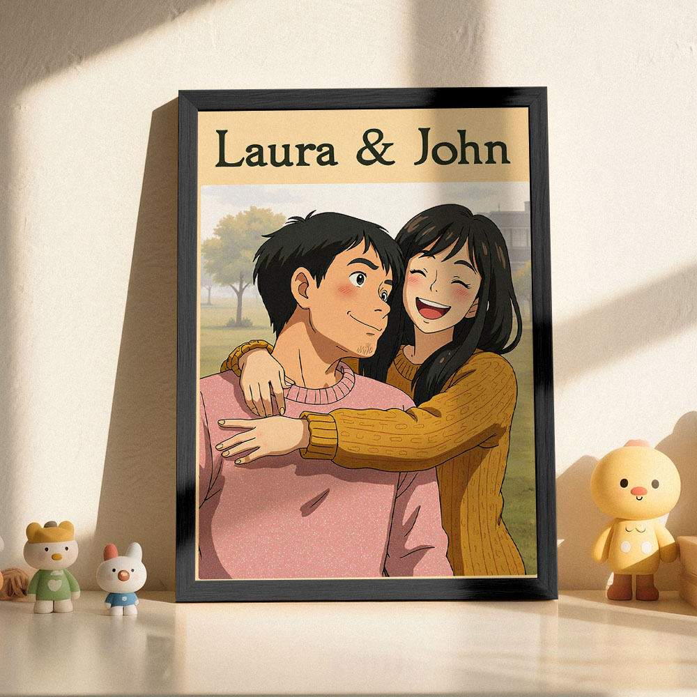 Personalized anime poster Studio ghibli poster Custom wall art gift Custom painting from photo