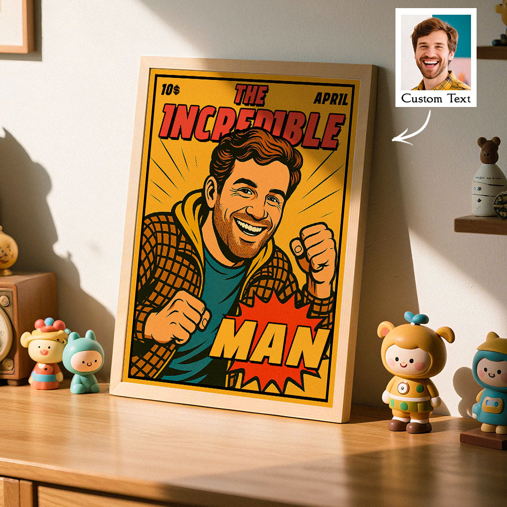 Custom Retro Comic Book Cover Portrait from Your Photo – Cool Vintage Comic Masterpiece Gift for Friends and Family