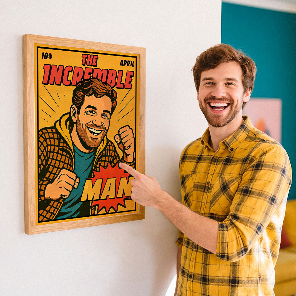 Custom Retro Comic Book Cover Portrait from Your Photo – Cool Vintage Comic Masterpiece Gift for Friends and Family