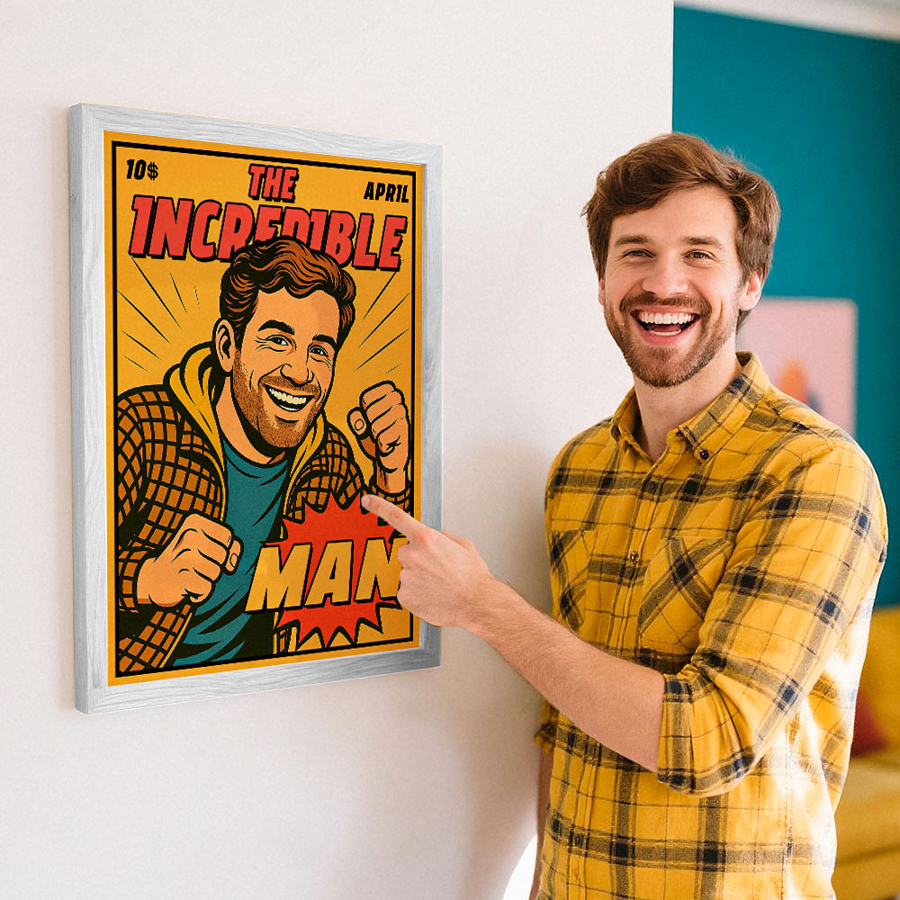 Custom Retro Comic Book Cover Portrait from Your Photo – Cool Vintage Comic Masterpiece Gift for Friends and Family