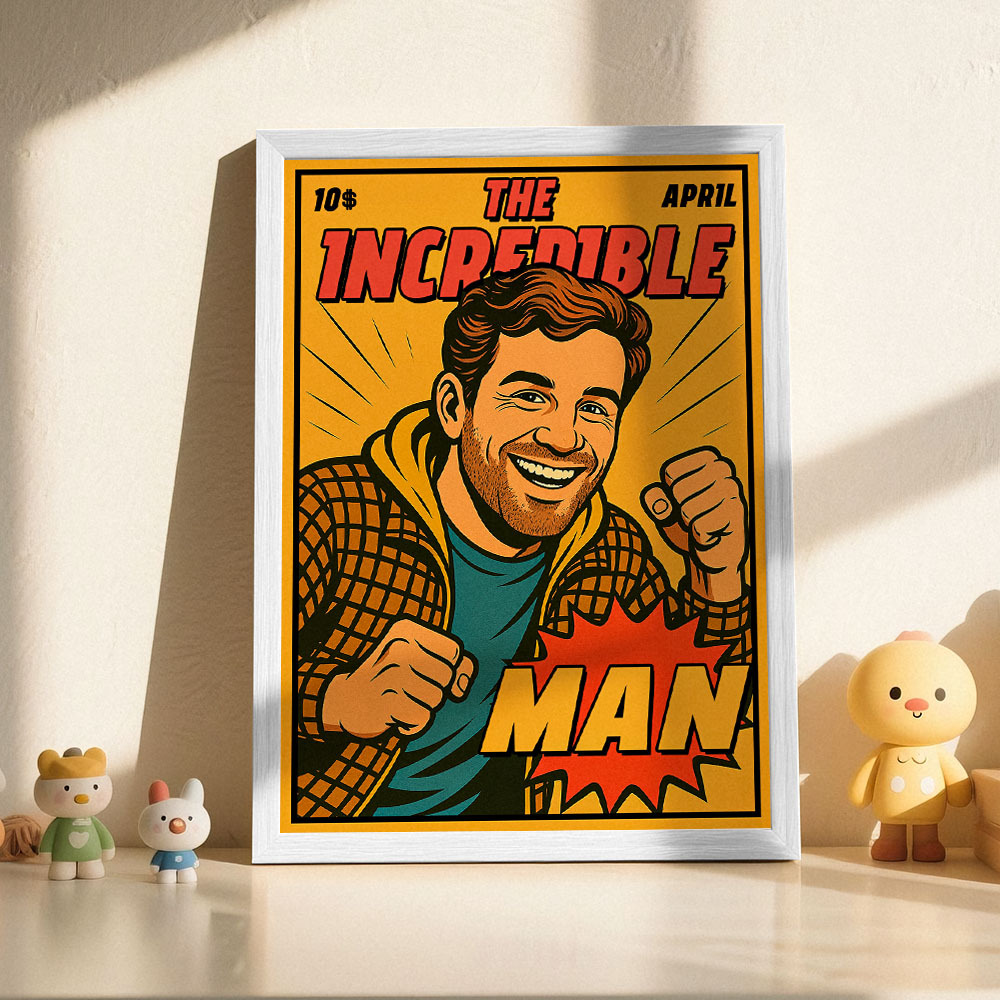 Custom Retro Comic Book Cover Portrait from Your Photo – Cool Vintage Comic Masterpiece Gift for Friends and Family