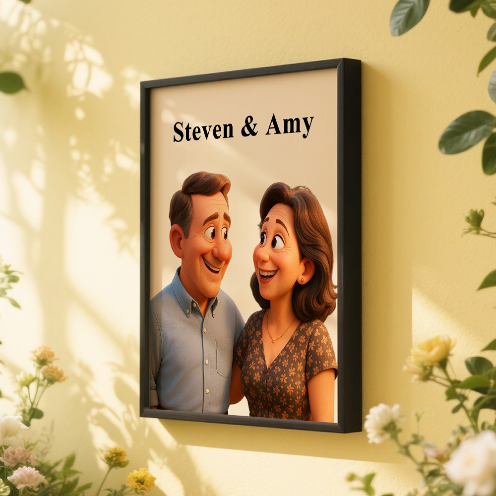 Personalized Cartoon Portrait Frame Gift For Her Anniversary Gift Personalized Gift For Couples