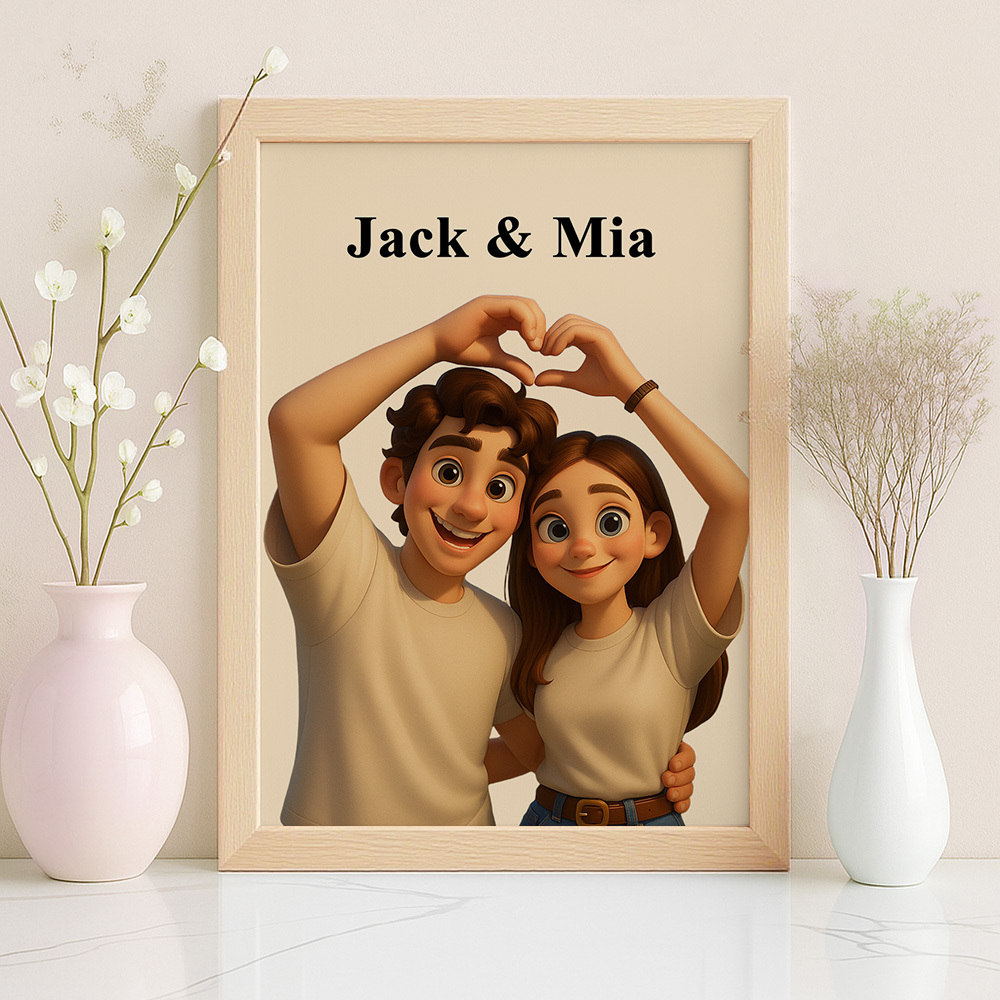 Personalized Cartoon Portrait Frame Gift For Her Anniversary Gift Personalized Gift For Couples