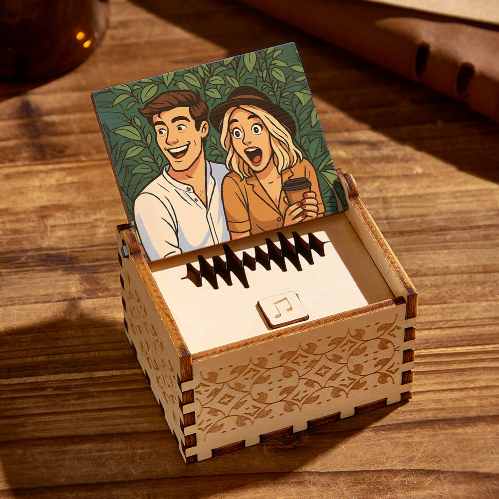 Custom Digital Music Box Any song Tune or Voice Personalized Wooden Anime style Photo Music Box with Text Anniversary Gifts