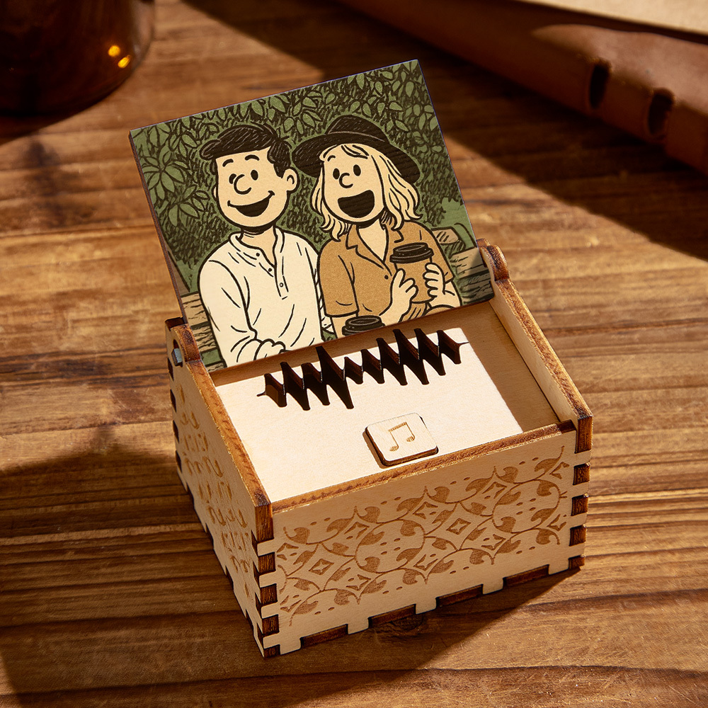 Custom Digital Music Box Any song Tune or Voice Personalized Wooden Anime style Photo Music Box with Text Anniversary Gifts