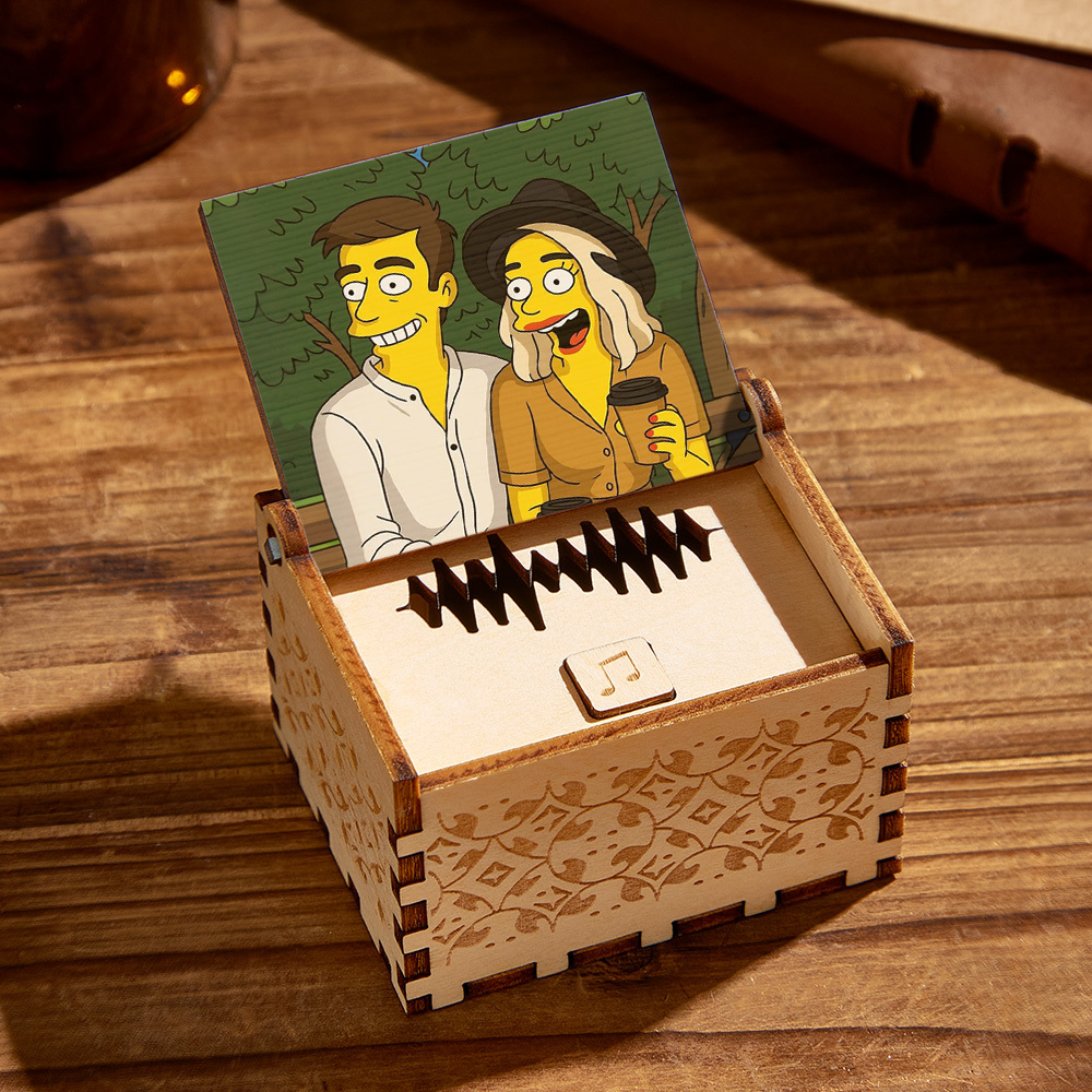 Custom Digital Music Box Any song Tune or Voice Personalized Wooden Anime style Photo Music Box with Text Anniversary Gifts
