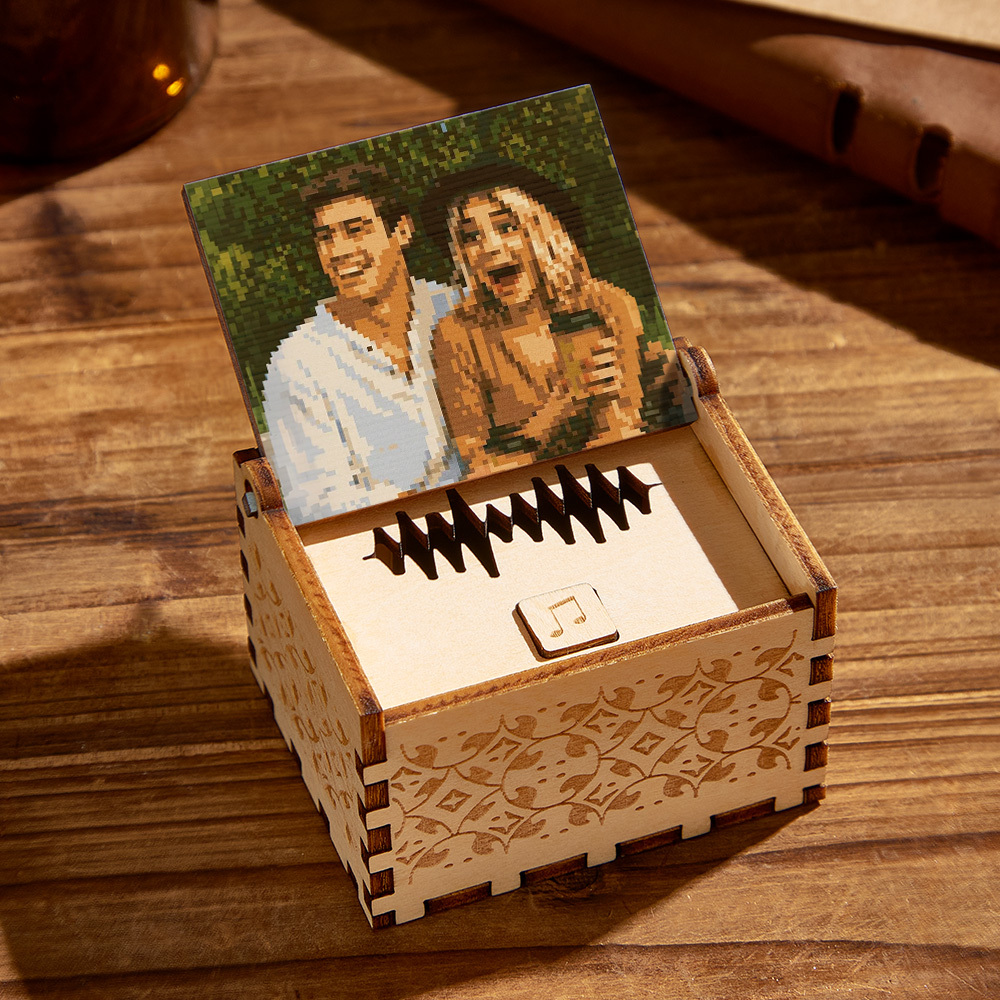 Custom Digital Music Box Any song Tune or Voice Personalized Wooden Anime style Photo Music Box with Text Anniversary Gifts