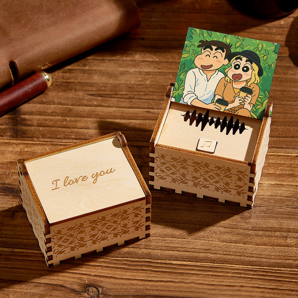 Custom Digital Music Box Any song Tune or Voice Personalized Wooden Anime style Photo Music Box with Text Anniversary Gifts