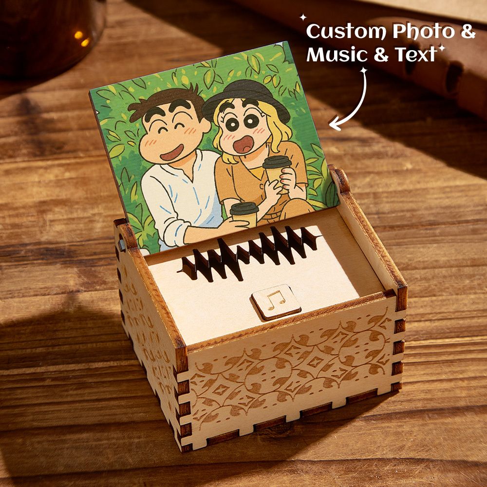 Custom Digital Music Box Any song Tune or Voice Personalized Wooden Anime style Photo Music Box with Text Anniversary Gifts