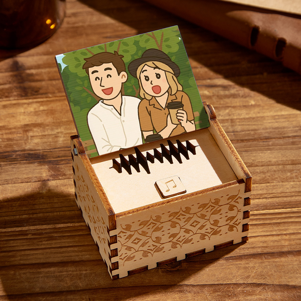 Custom Digital Music Box Any song Tune or Voice Personalized Wooden Anime style Photo Music Box with Text Anniversary Gifts