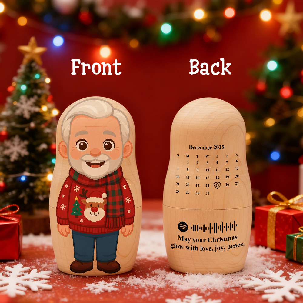 Custom Calendar Spotify Portrait Nesting Doll with Text Custom Photo Family Portrait Cartoon Style Gift Photo Christmas Gift - aiprintlab
