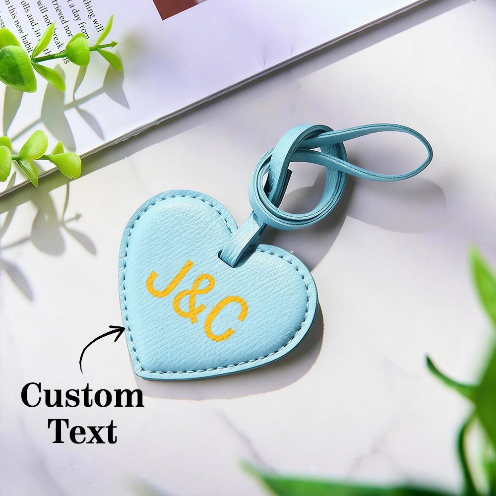 Custom Leather Heart Bag Charm Personalized Heart Keychain Leather Initial Heart Pendant Handbag Accessory Gift for Her - aiprintlab