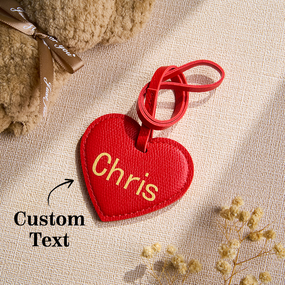 Custom Leather Heart Bag Charm Personalized Heart Keychain Leather Initial Heart Pendant Handbag Accessory Gift for Her - aiprintlab