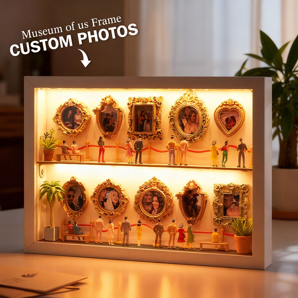 Personalized Museum of Us Frame Custom Photo Couples Gift for Her Mini Museum Gifts