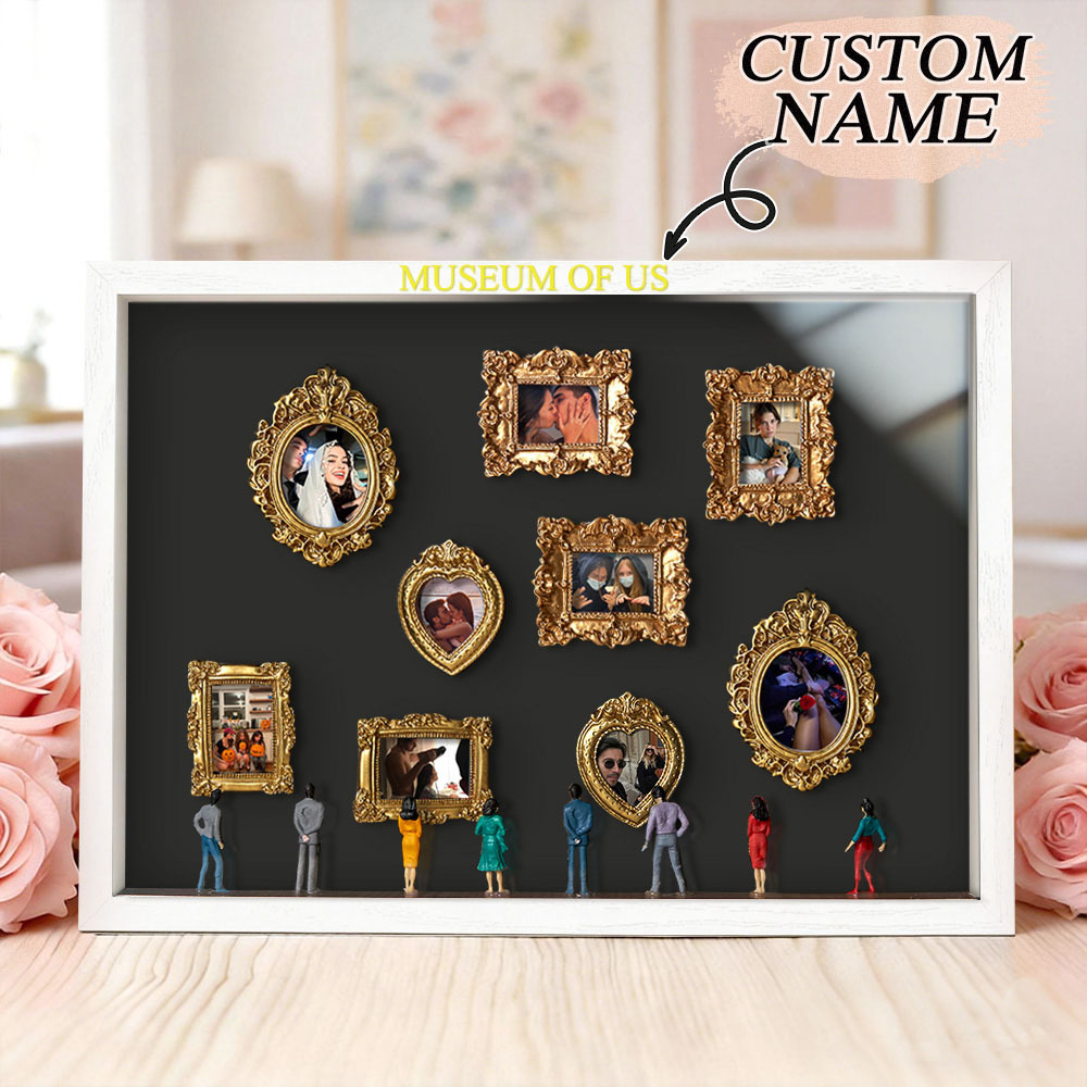 Museum of Us Frame Personalized Couples Gift for Her LED Light Cute Miniature Museum Text Photo Gifts Meaningful Gift Valentine's Day Anniversary Gift- Custom Museum of us Frame