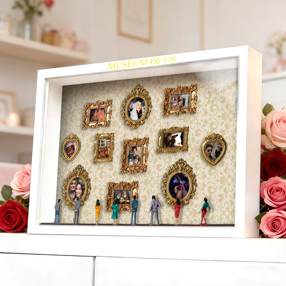 Museum of Us Frame Personalized Couples Gift for Her LED Light Cute Miniature Museum Text Photo Gifts Meaningful Gift Valentine's Day Anniversary Gift- Custom Museum of us Frame