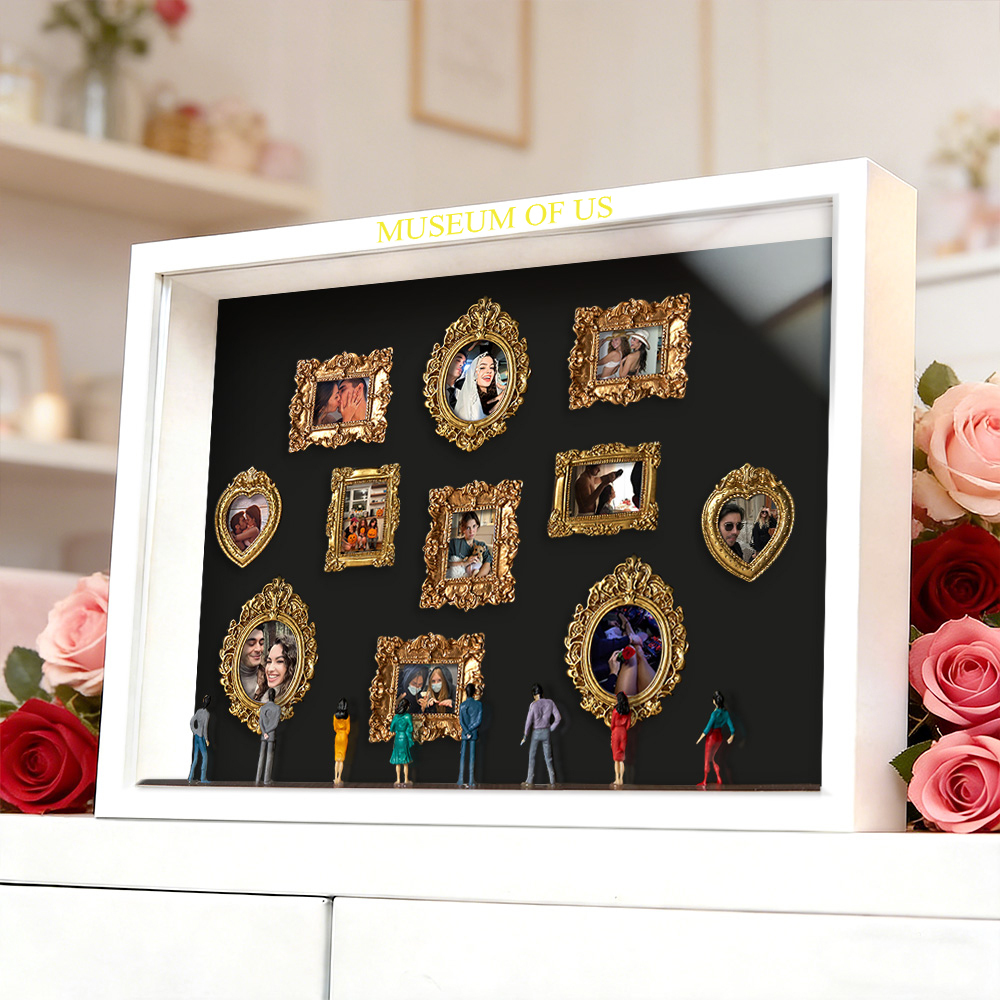 Museum of Us Frame Personalized Couples Gift for Her LED Light Cute Miniature Museum Text Photo Gifts Meaningful Gift Valentine's Day Anniversary Gift- Custom Museum of us Frame