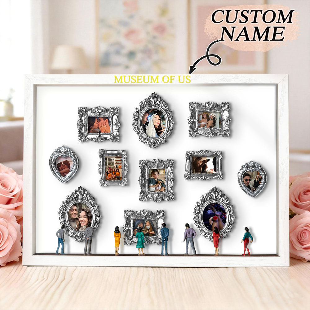Museum of Us Frame Personalized Couples Gift for Her LED Light Cute Miniature Museum Text Photo Gifts Meaningful Gift Valentine's Day Anniversary Gift- Custom Museum of us Frame