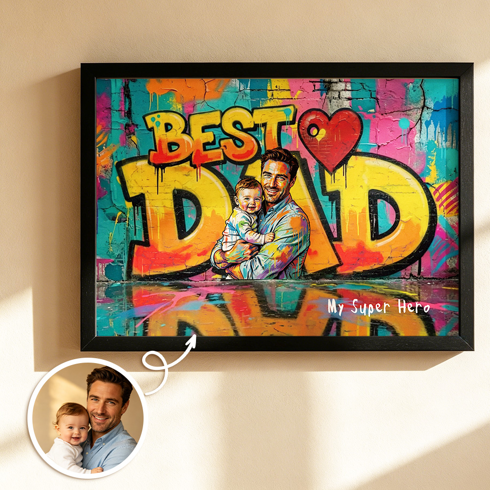Personalized Photo Graffiti Poster Custom Photo Street Art Wall Decor Fathers Day Gift for Dad - aiprintlab