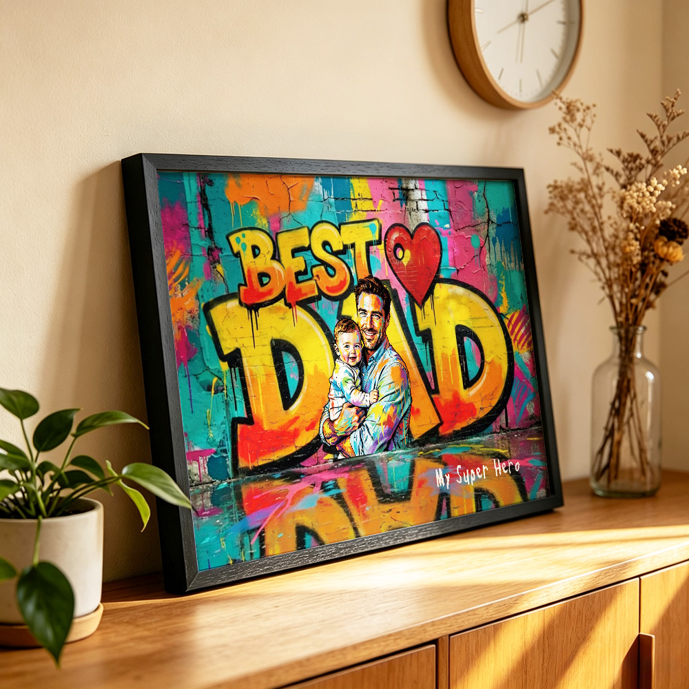 Personalized Photo Graffiti Poster Custom Photo Street Art Wall Decor Fathers Day Gift for Dad - aiprintlab